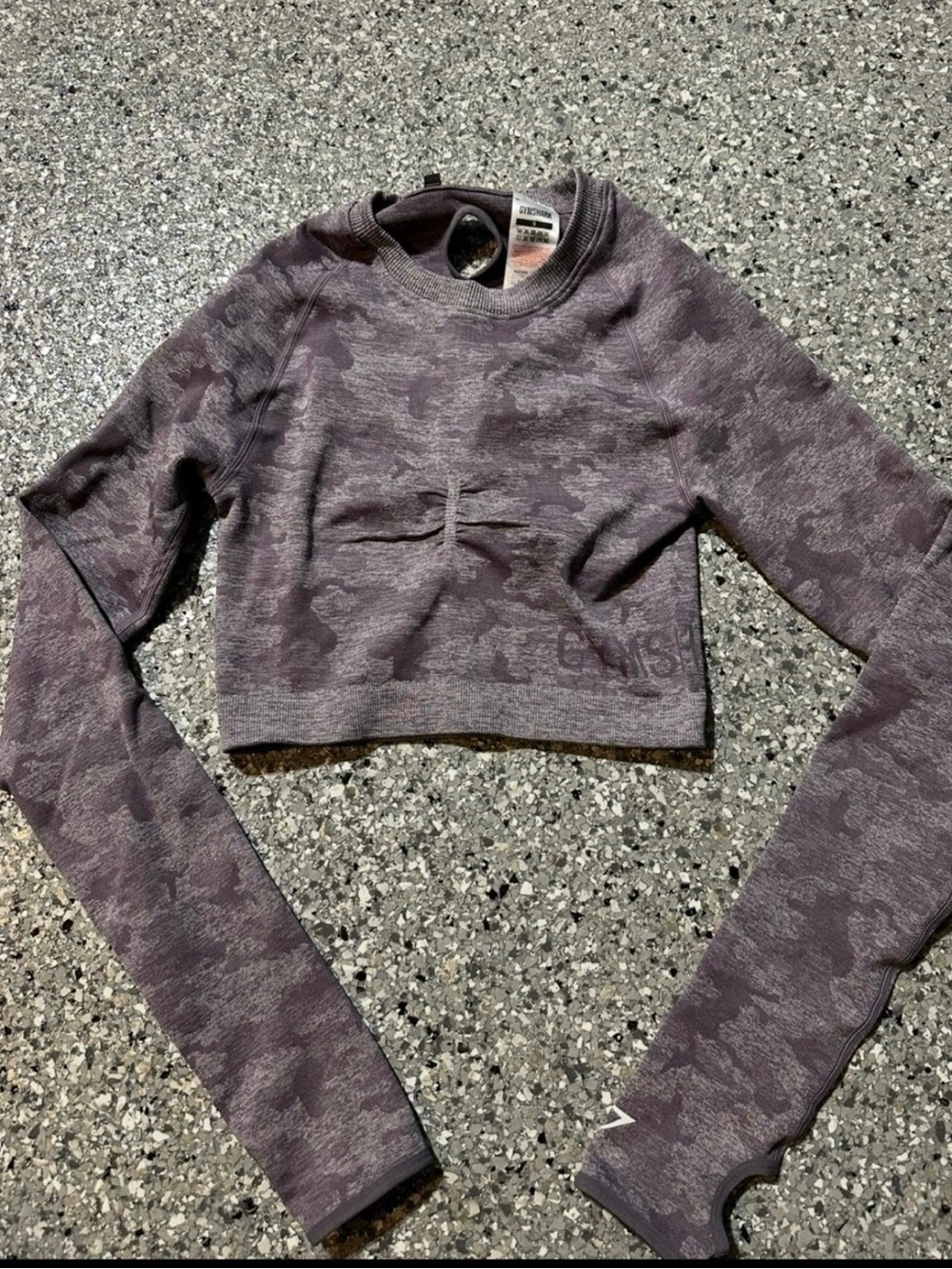 Gymshark Purple Cropped Long Sleeve Camo Shirt